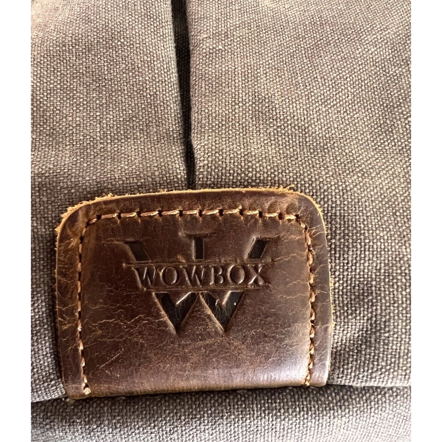 Vintage Style Leather & Canvas Wowbox Messenger Bag 6 Pocket + Organizer Sleeves