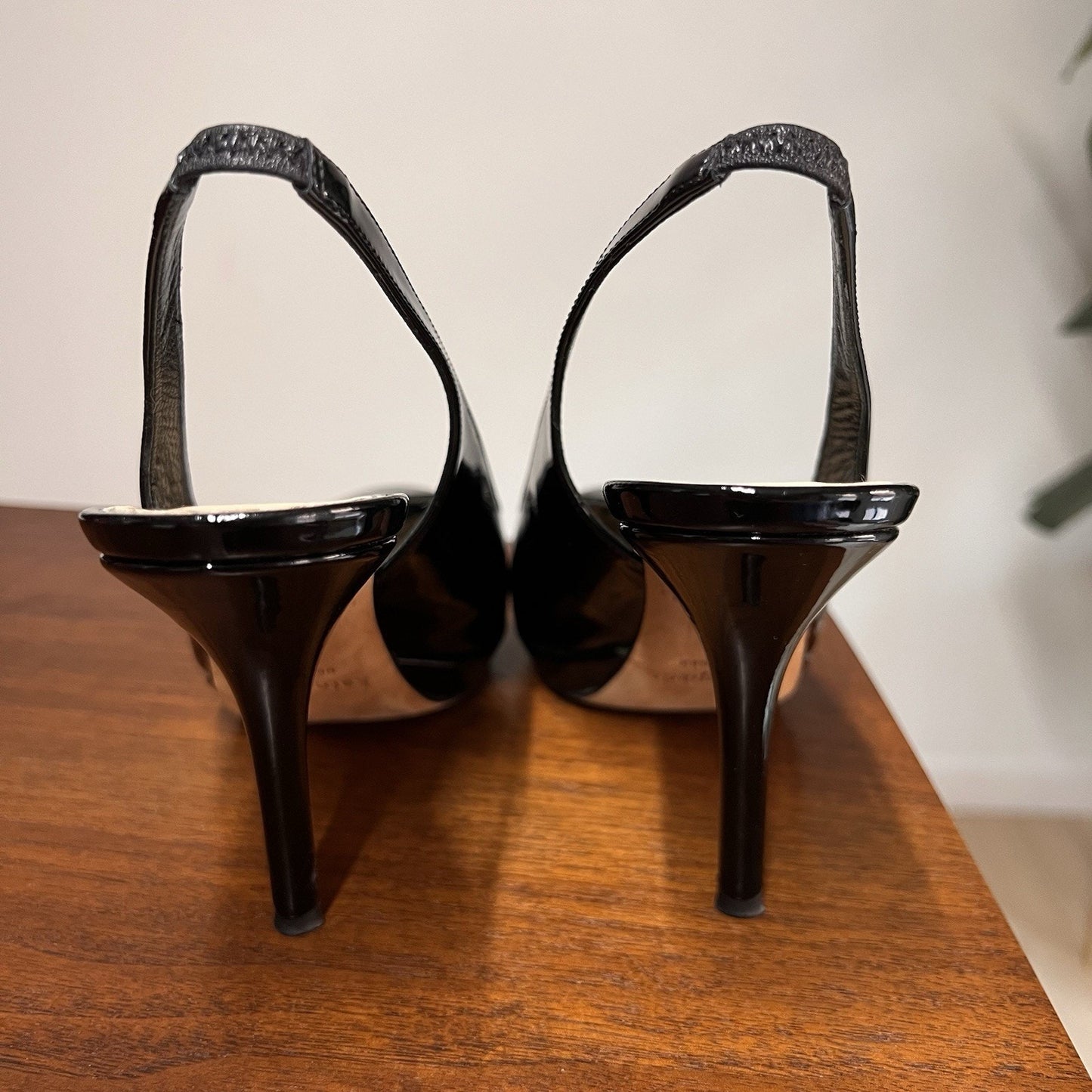 KATE SPADE Kenzie Black Patent Leather Slingback Heel 7B Pump Close Toe