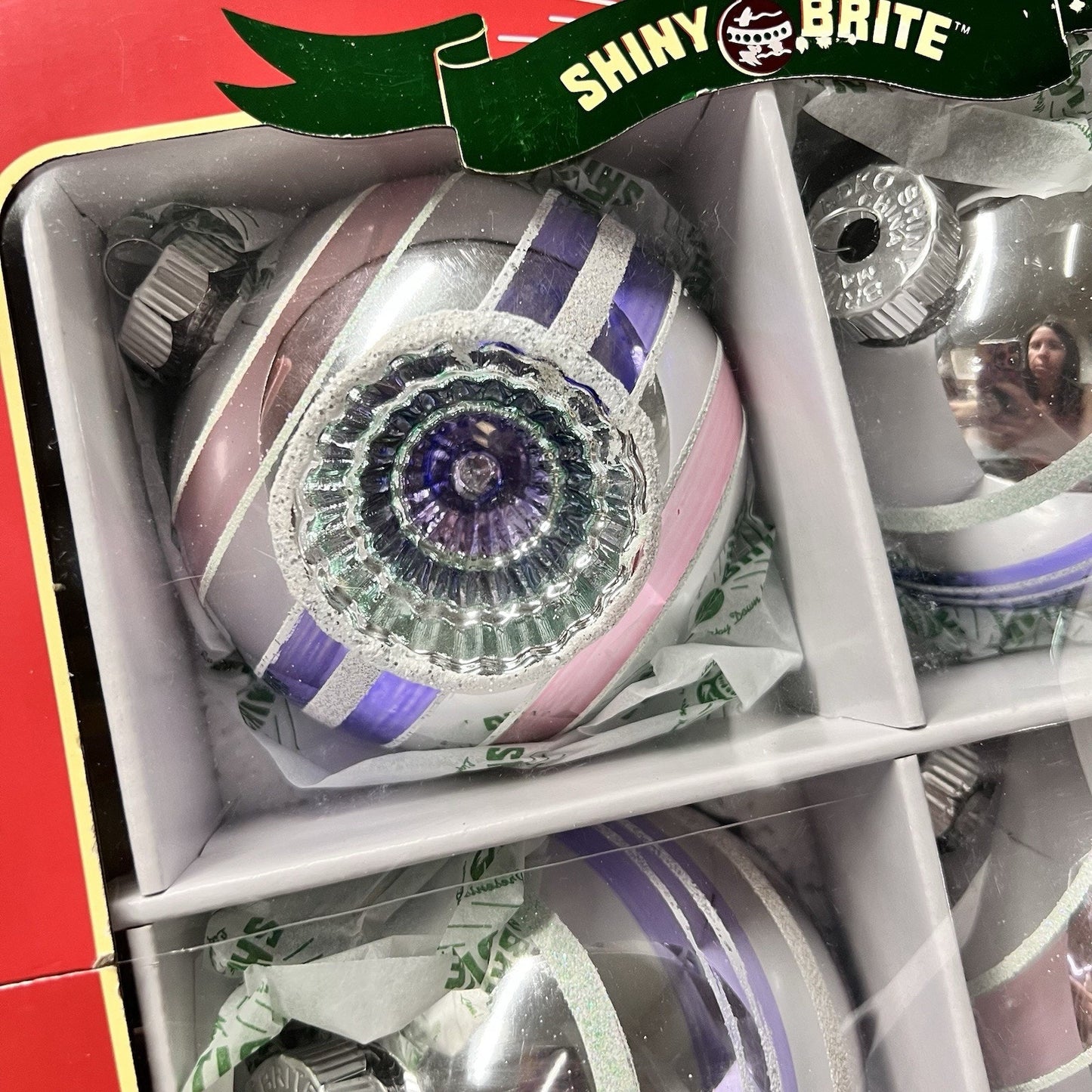 4 x Shiny Brite Radko Pastel Christmas Ornament Starburst Reflector Indent