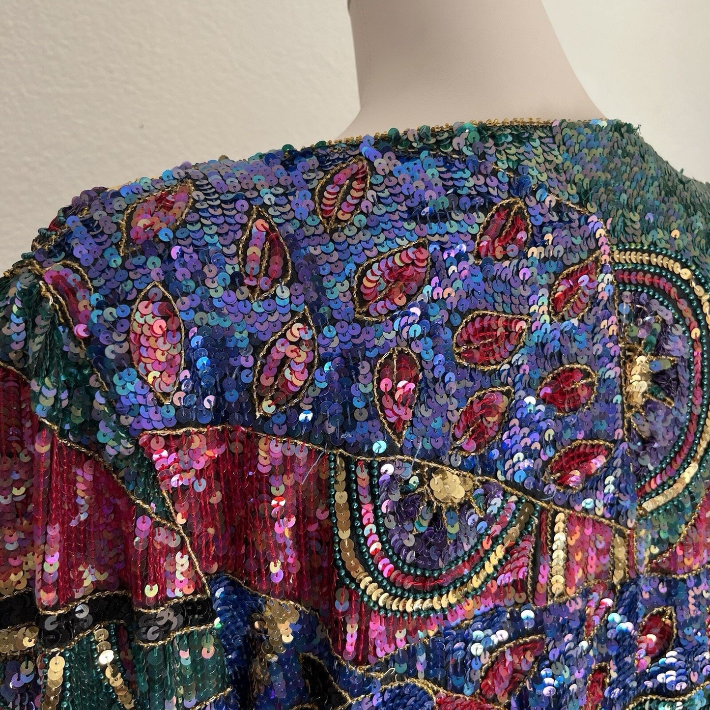 100% Silk Vintage Jean for Joseph Le Bon (M) Sequin Holiday Unique Retro Jacket