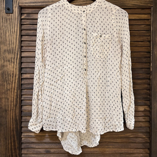 $125 Free People XS Flowy Button Down Tunic Boho Lagenlook Hippie High Low