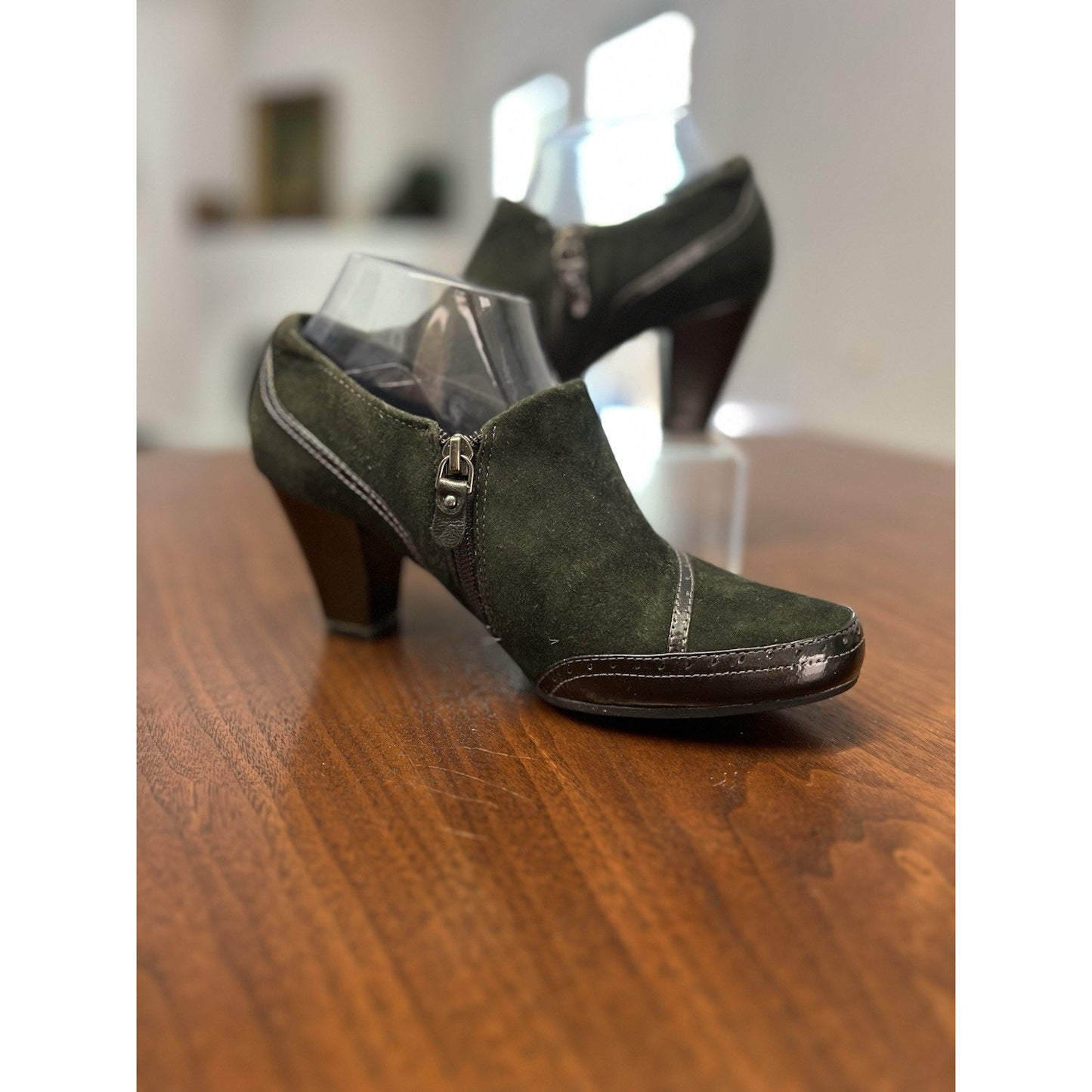 Clarks Artisan Active Air Heeled Ankle Booties Black Side Zip Size 8