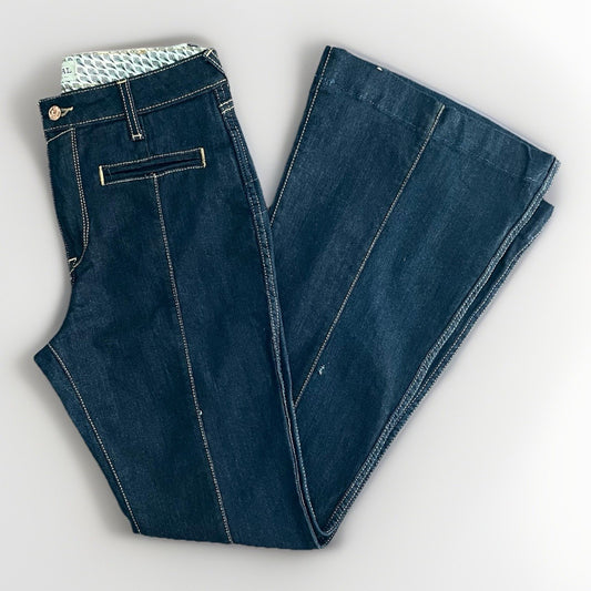 NWT Ariat R.E.A.L 32R High Rise Flare Jean Dark Wash Rinse Topstitch Western