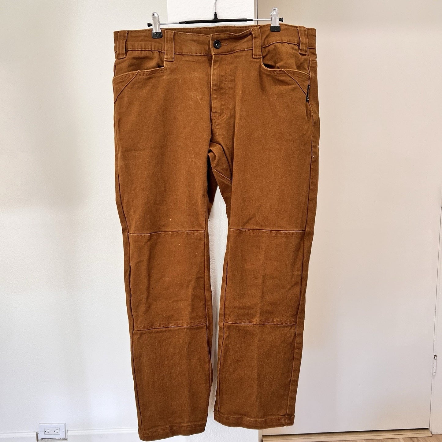 Huxtley FX-1 Work Pants 36x30 Triple Stitch Double Knee Adjustable Waist Brown