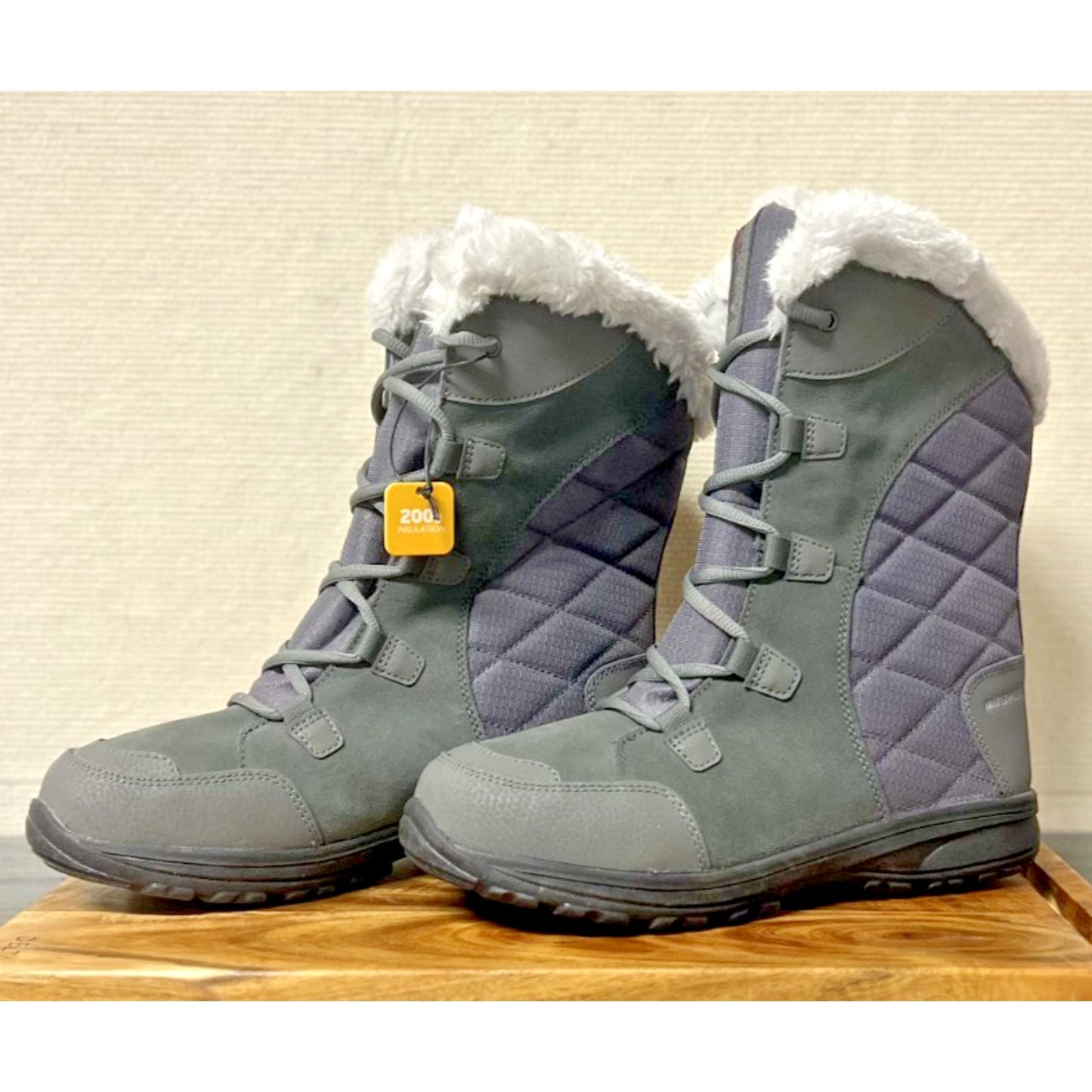 Columbia Ice Maiden II Waterproof Winter Boots Womens Size 8.5 Shale Gray 200g