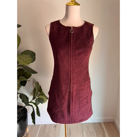 Laundry by Shelli Segal Sz 0 Small Faux Suede Zip Up 60s Mod Mini Dress Retro