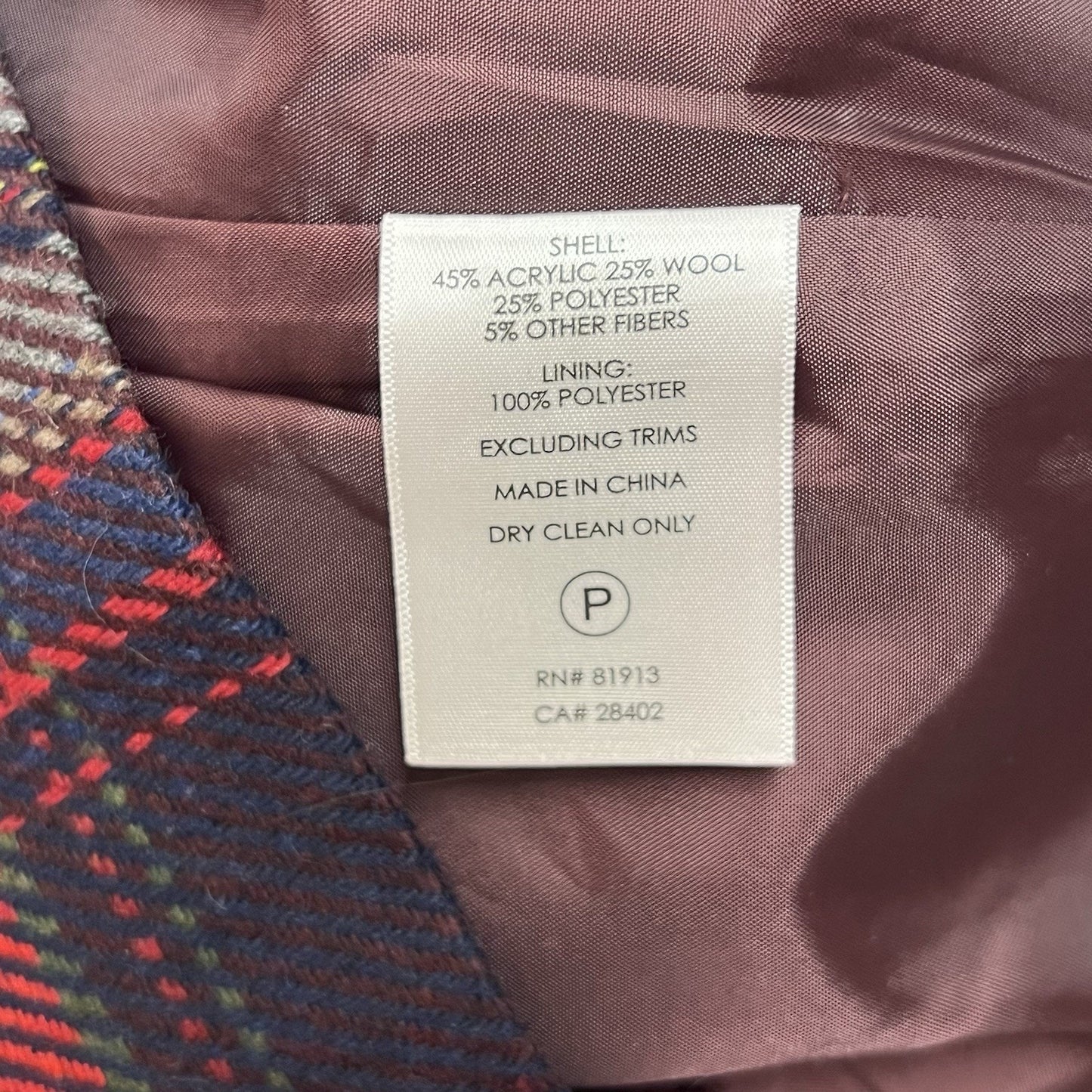ANTHROPOLOGIE Plenty 6 Tracy Reese Red/Navy Plaid Wool Blend Pencil Skirt Preppy