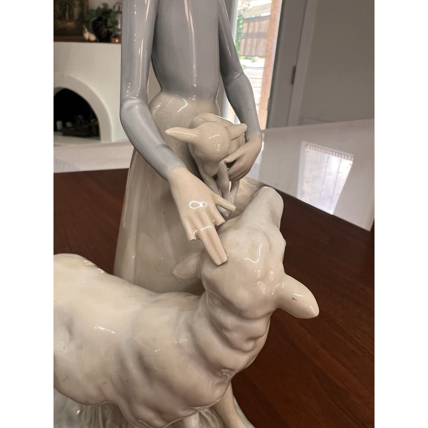 RARE Early LLadro Porcelain 1960's Figurine Peasant Girl with Sheep