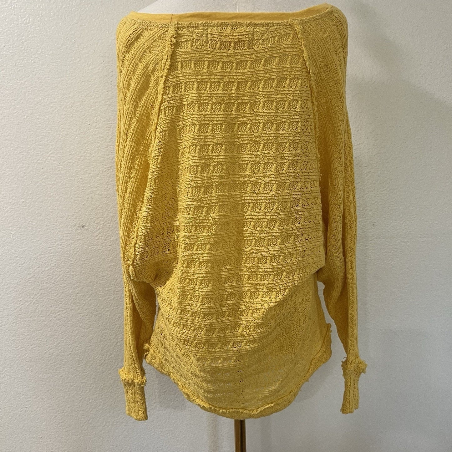 Free People Crochet Sweater (S) Slouchy Oversized Coastal Open Knit Beach Dolman