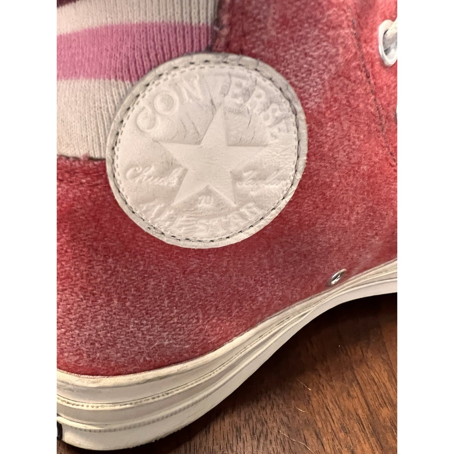 Converse Chuck 70 Hi Sedona Red Pink Retro Stripe Sneaker 163367C Mens 7.5