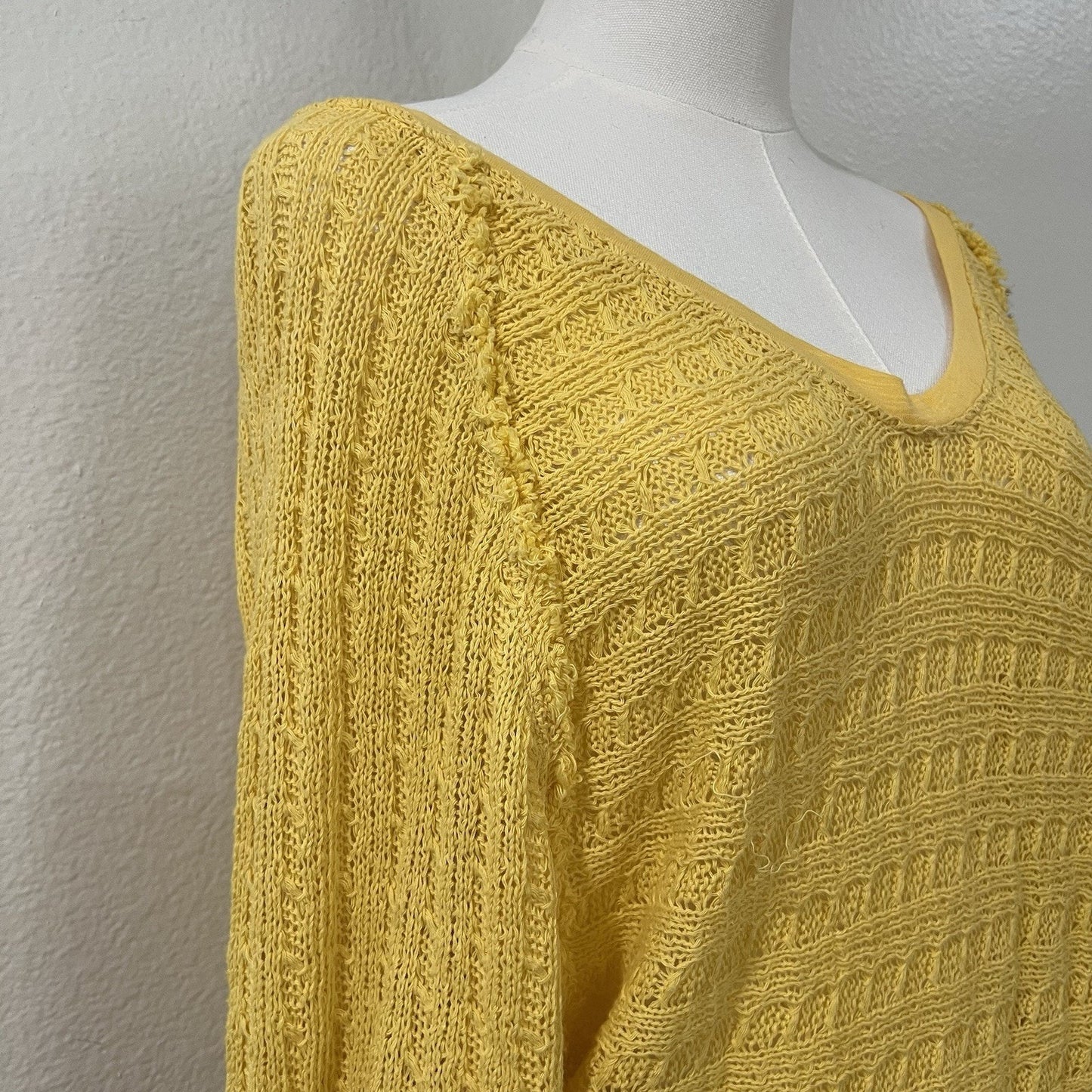 Free People Crochet Sweater (S) Slouchy Oversized Coastal Open Knit Beach Dolman