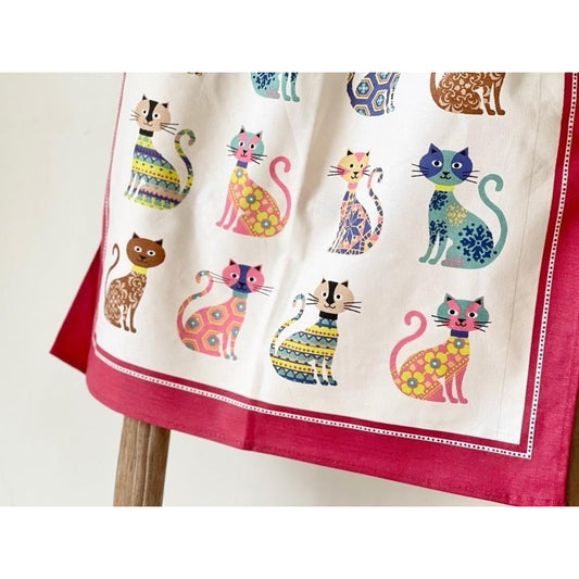 NWOT Rare Ulster Weavers Groovy Cats 100% Linen Tea Towel 18"x26" Retro