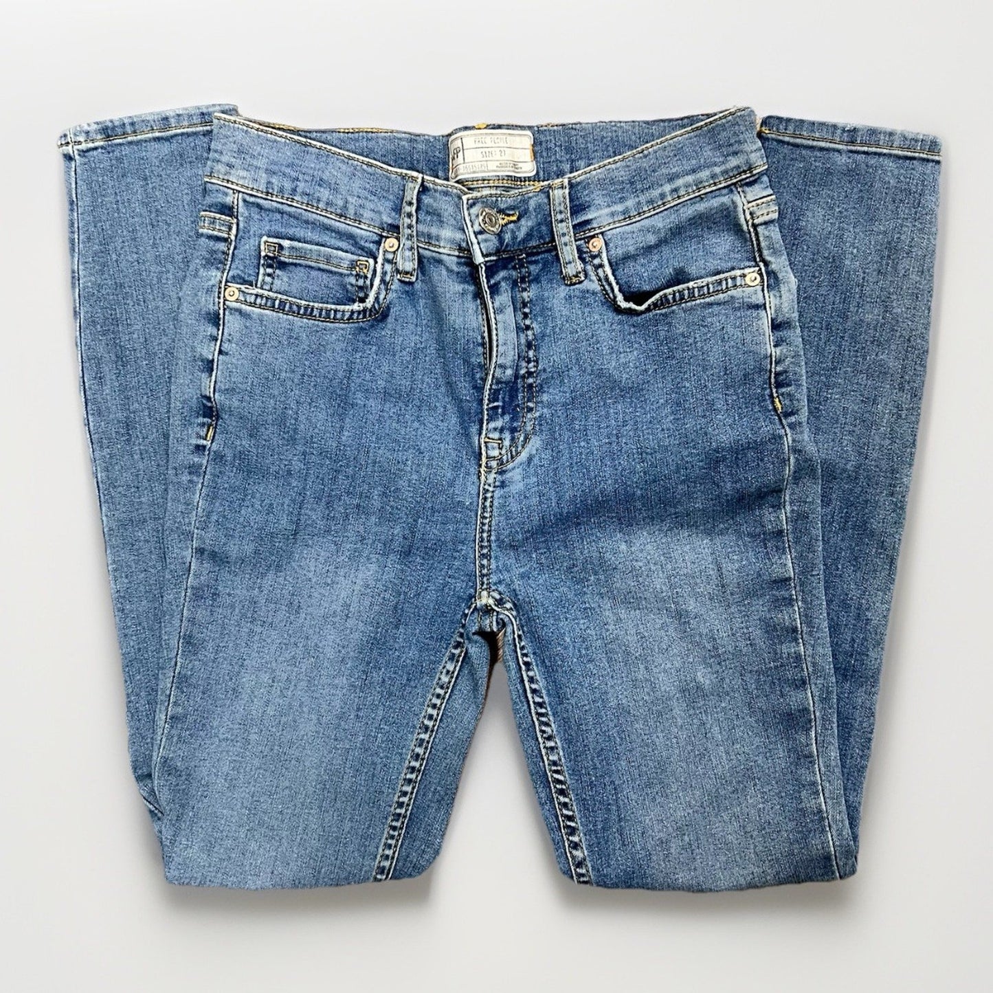 Free People Sz 27 Busted Knee Distressed Mid-Rise Skinny Jeans Stretch