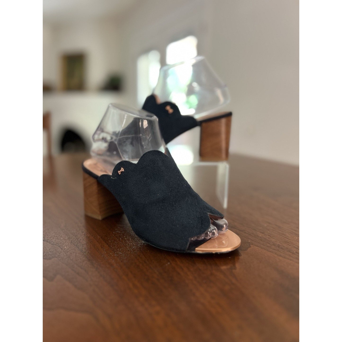 Ted Baker Women's Zinia Slide Perp Toe Suede Sandal Black Color Sz 37.5 EU 7 US