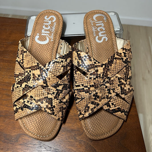 Circus Sam Edelman Burnett Slides Sandal 9M Snakeskin Print Slip On Flat Shoe