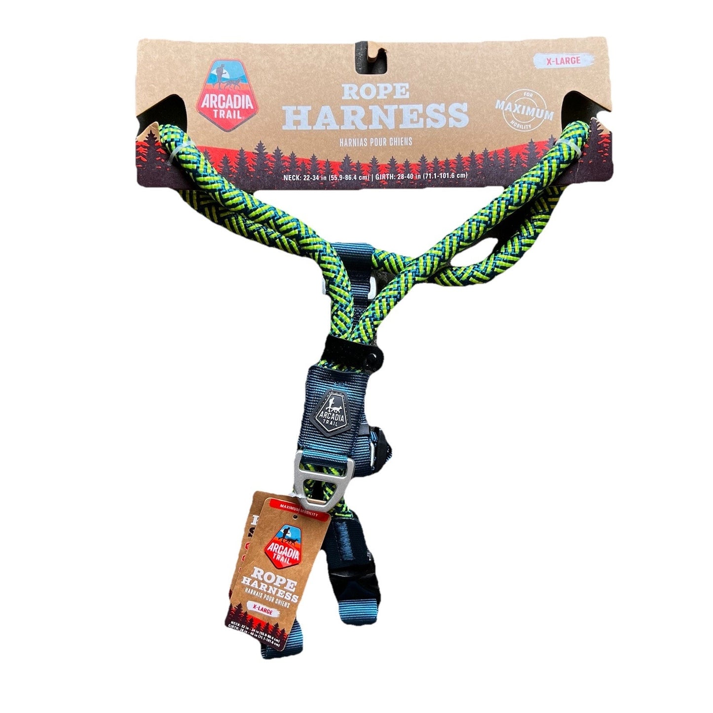 NWT Arcadia Trail XL Dog Puppy Rope Harness Blue Green Unisex Paracord Mobility