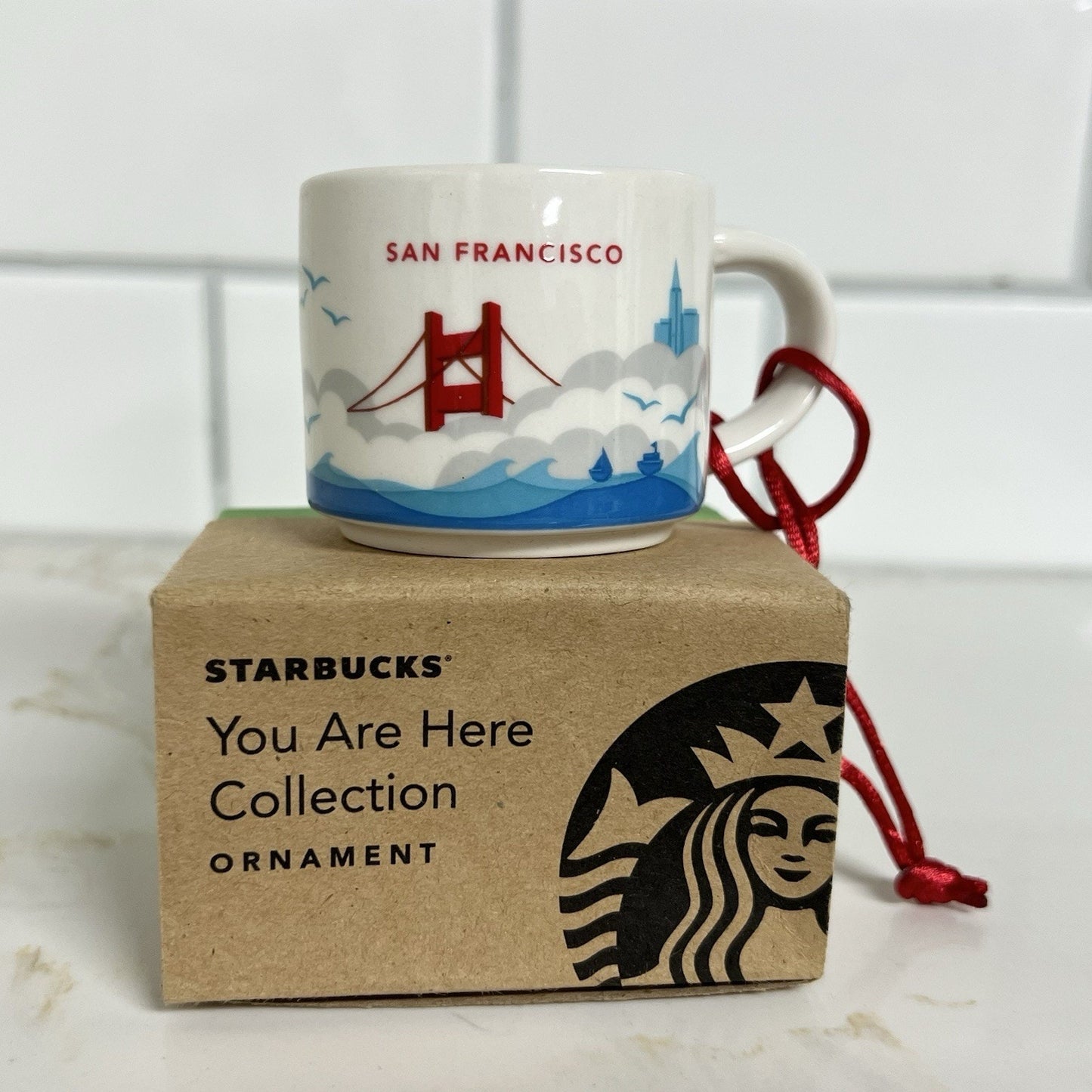 Starbucks You Are Here Christmas Ornament San Francisco Mug Golden Gate Bridge