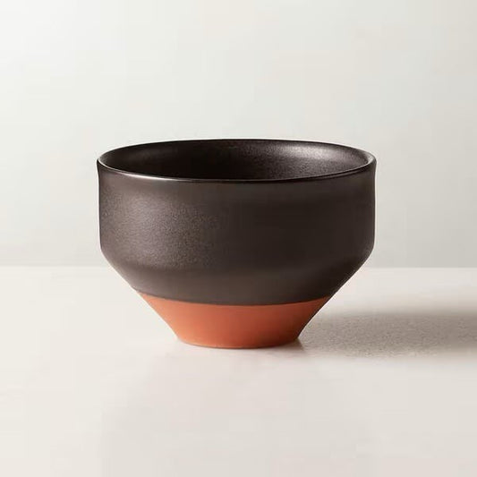 (3) CB2 Dolce Black Terra Cotta Semi-Matte 3” Fruit Bowl Crate Barrel Minimalist