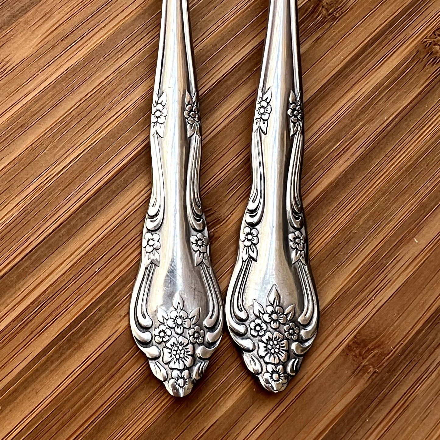 Rogers "DREAM ROSE" aka "Rose Bud" (2) Salad Forks - Stainless Flatware Korea