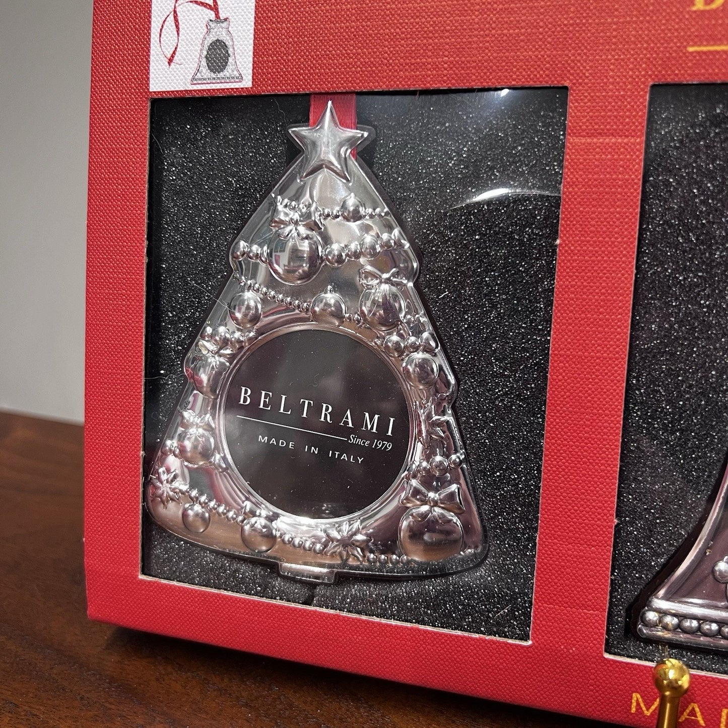 3 x Beltrami Ornaments Silver Photo Picture Frames Christmas Tree Bell Wreath