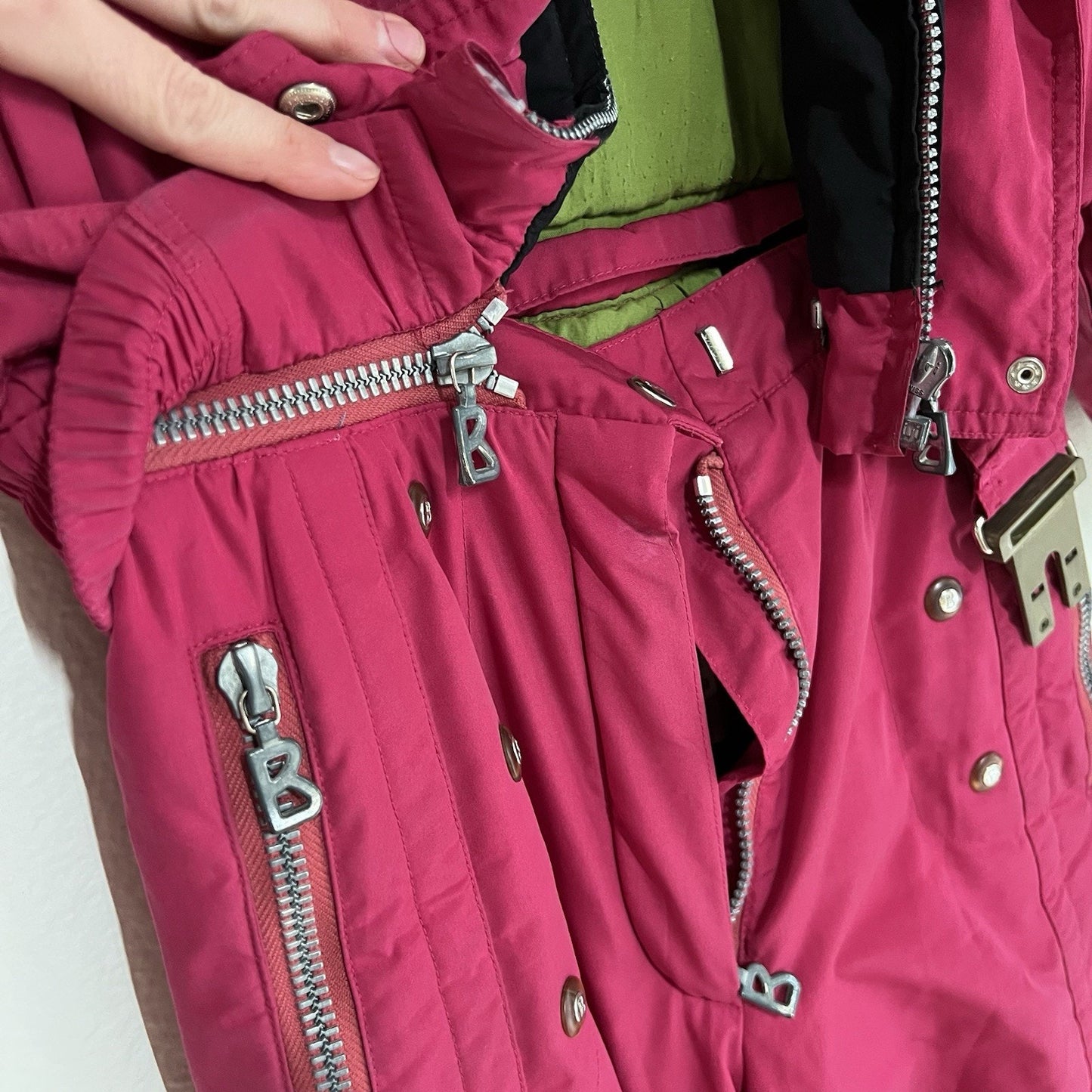 Vintage 90s BOGNER Convertible Ski Suit Sz 8 Pink Helicopter Power Skiing