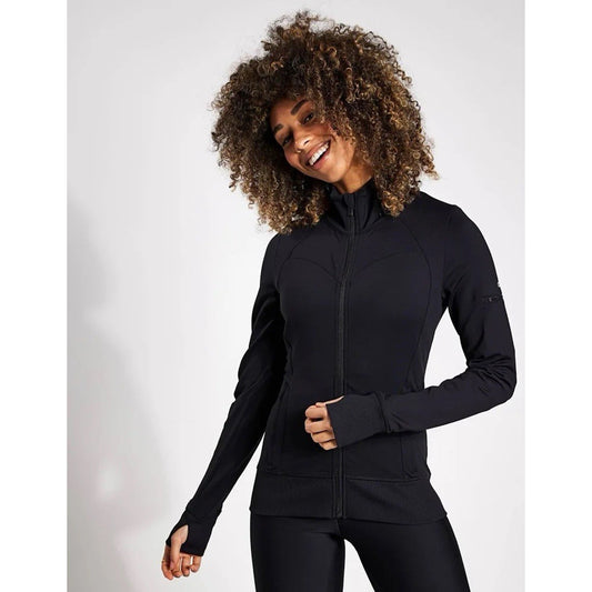 Alo Yoga Contour Jacket (M) Black Full Zip Thumbhole Athletic Track