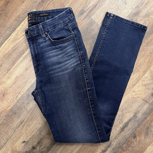 Jen7 7 for All Mankind Slim Straight 28” Sz 2 Jean Sculpting Mid-Rise Dark Wash