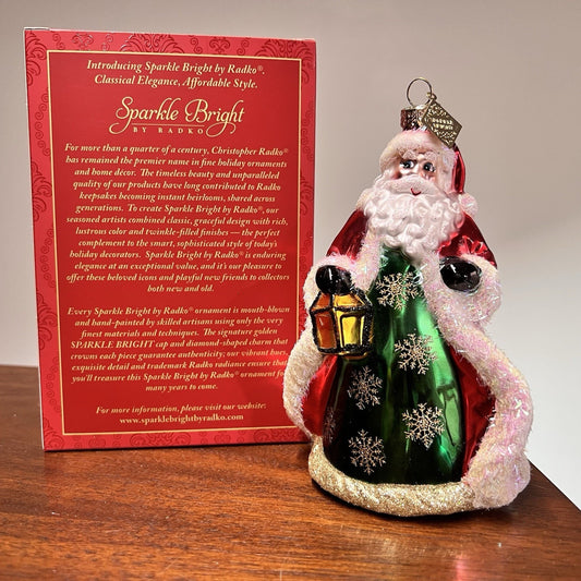 Radko SPARKLE BRIGHT Santa Christmas Ornament Blown Glass Retro Vintage Inspired