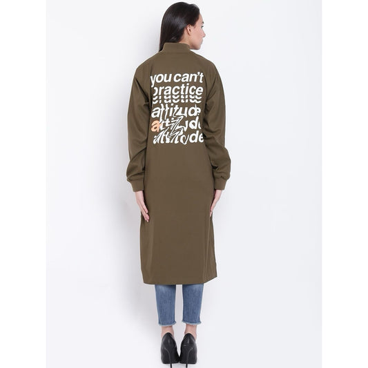 Adidas Long Bomber Jacket (L) You Can't Practice Attitude Army Green Military