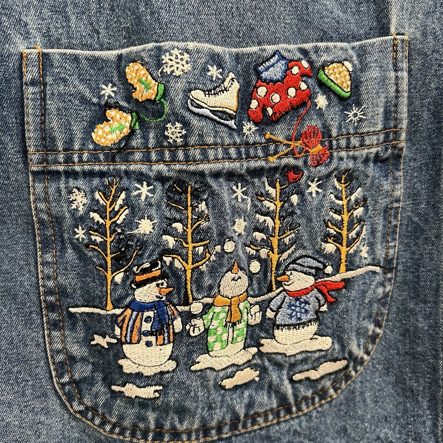Vintage Casey Coleman Shacket (L) Jean Denim Embroidered Four Seasons Kitsch