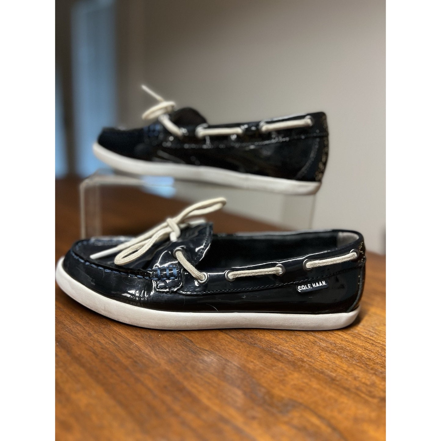 Cole Haan 1928 Women’s Patent Navy Slip On Boat Shoes Size 7B