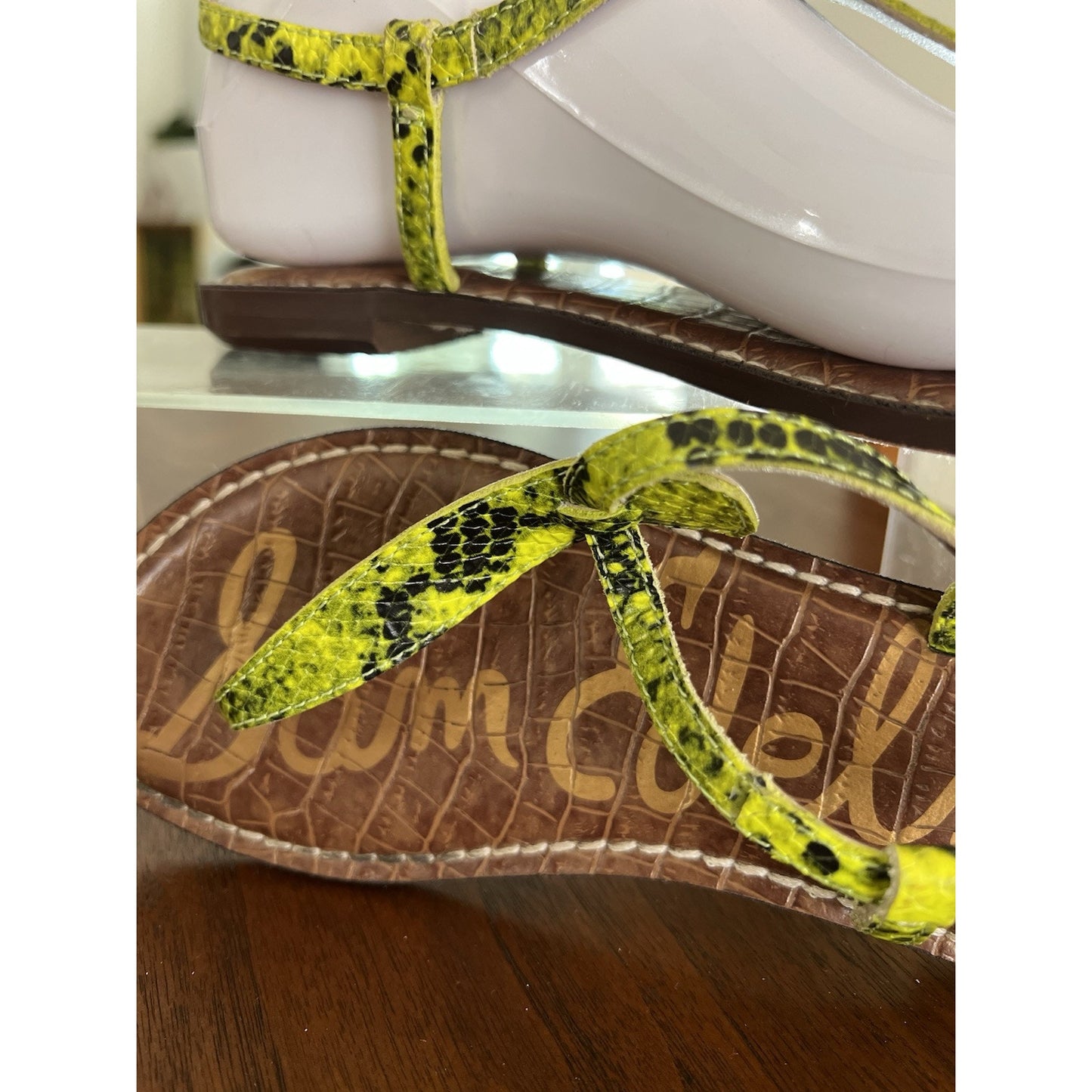 Sam Edelman Gigi Neon Green Snakeskin Sandal Women’s Size 5.5