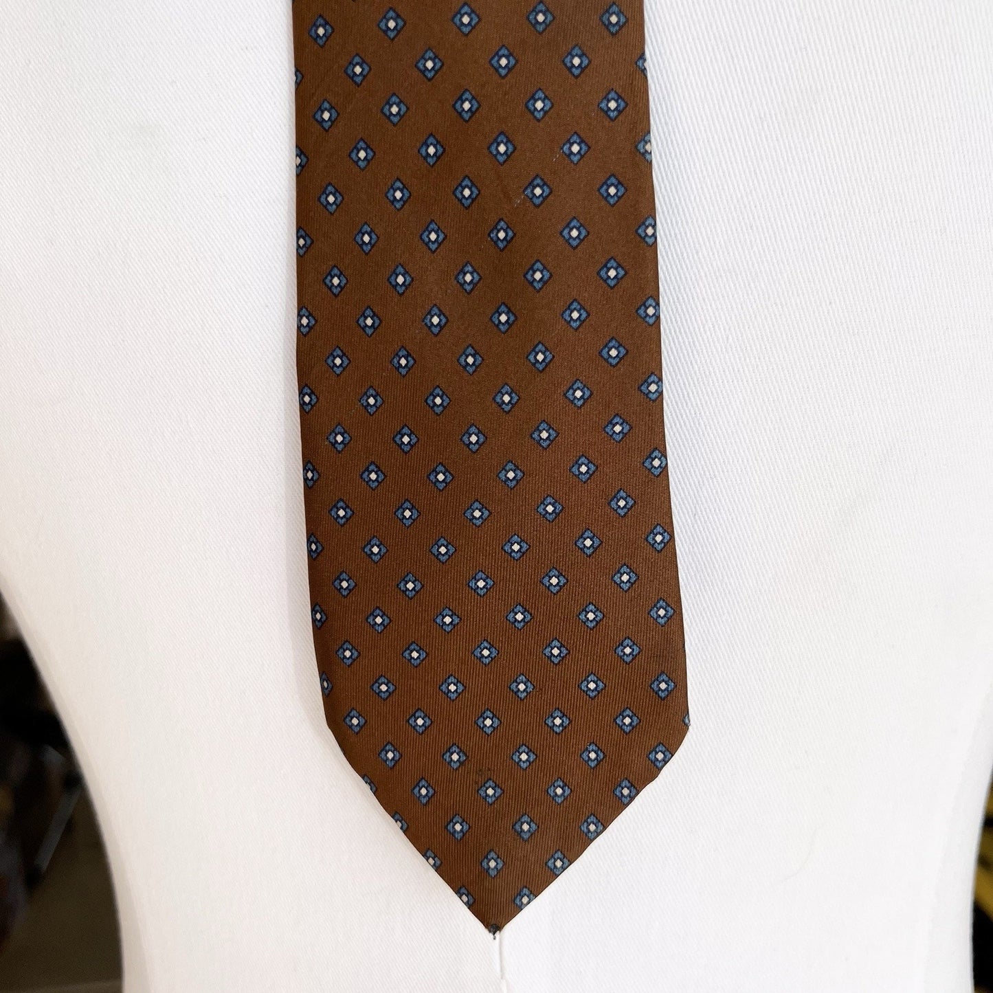 PIERRE CARDIN Vintage Tie Brown Geometric 60x3 100% Silk Italian Luxury Designer