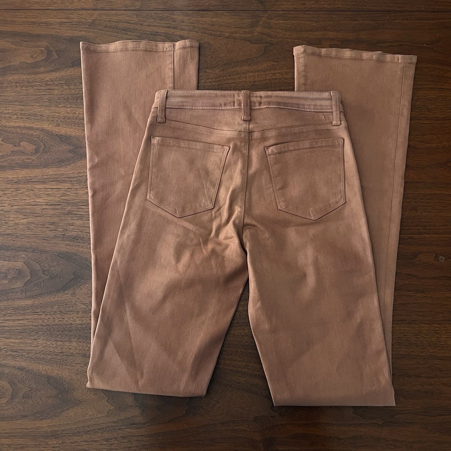 L’Agence (25) Selma High Rise Baby Bootcut Coated Pants Fawn Leather Look Brown