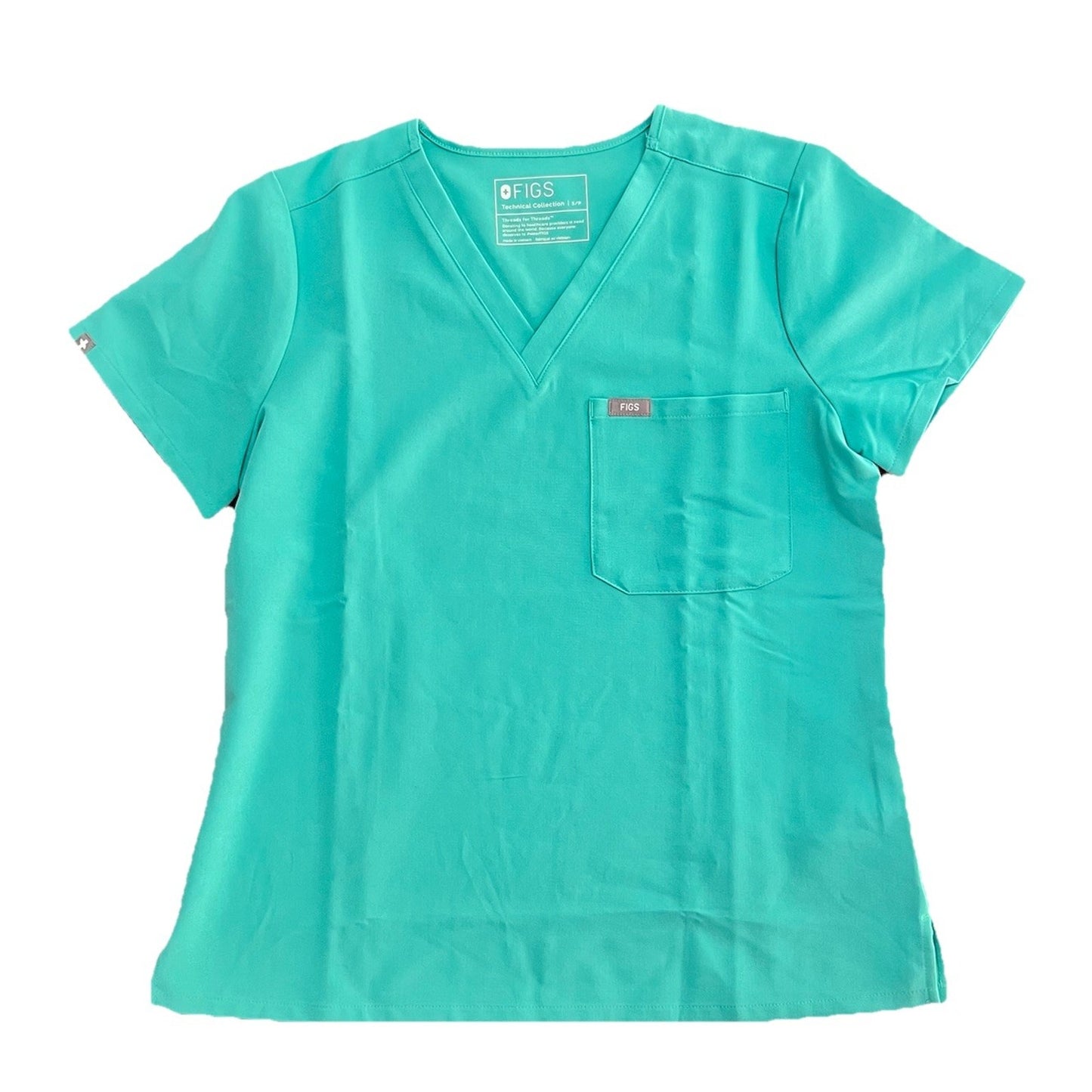 Figs Women’s S/P Catarina Aqua Marine Teal Green Short Sleeve Scrub Top PO 4731