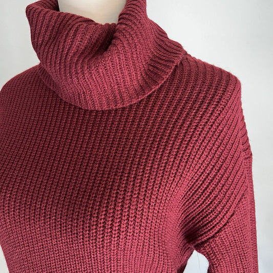 NWT Charles Henry Long Sleeve Turtleneck Knit Sweater Dress Burgundy Nordstrom