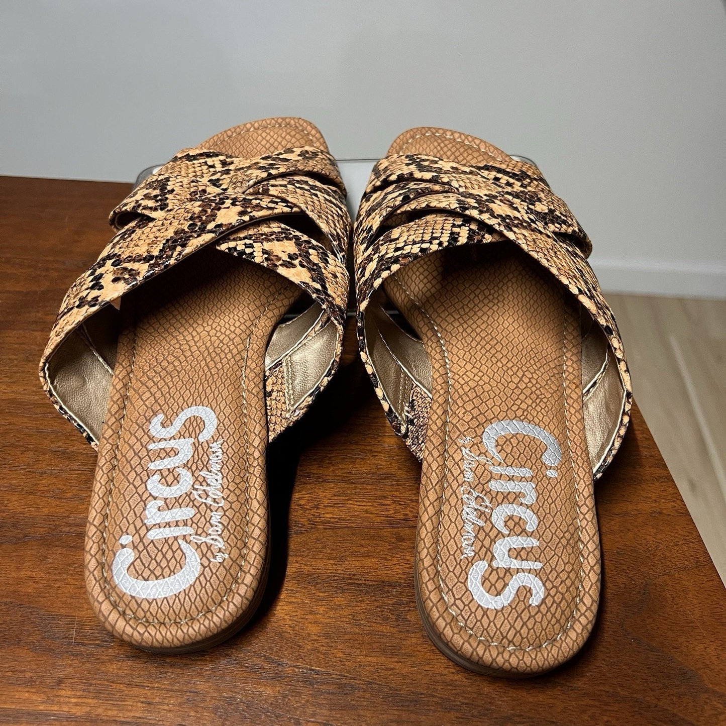 Circus Sam Edelman Burnett Slides Sandal 9M Snakeskin Print Slip On Flat Shoe