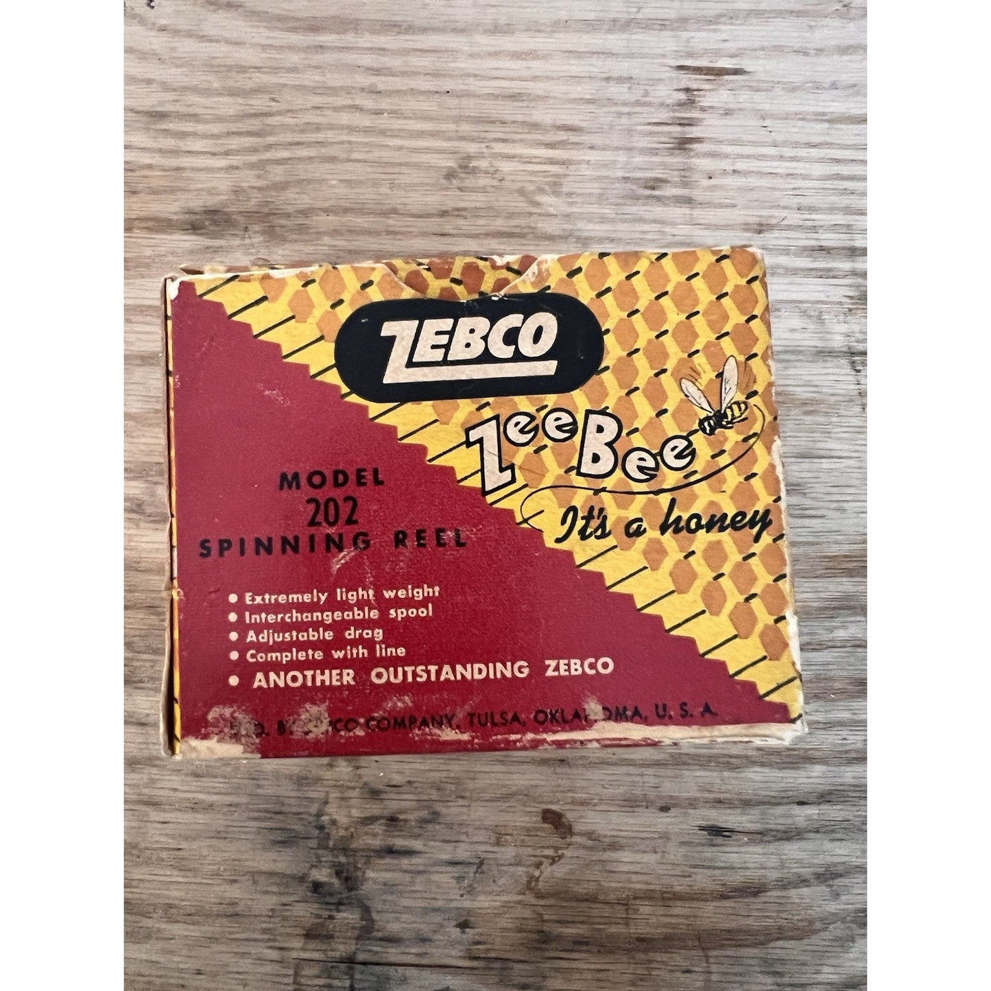 EMPTY BOX - Vintage Zebco Zee Bee ORIGINAL BOX ONLY Model 202 Fishing Reel Box