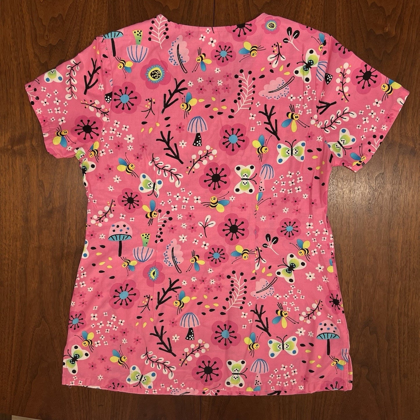 Lot Set of 4 Disney Scrub Tops Winnie the Pooh Eeyore (S) Cotton Pockets AOP