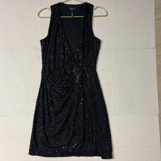 Laundry by Shelli Segal Black Lace Size 0 Beaded MIDI Cocktail Dress Sleeveless