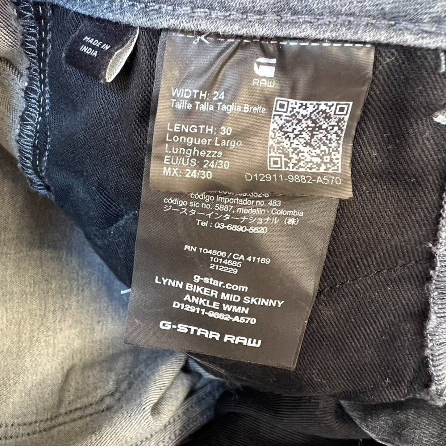 G-Star RAW Lynn Biker Mid Super Skinny Ankle Zip 24x30 Grey Moto Streetwear