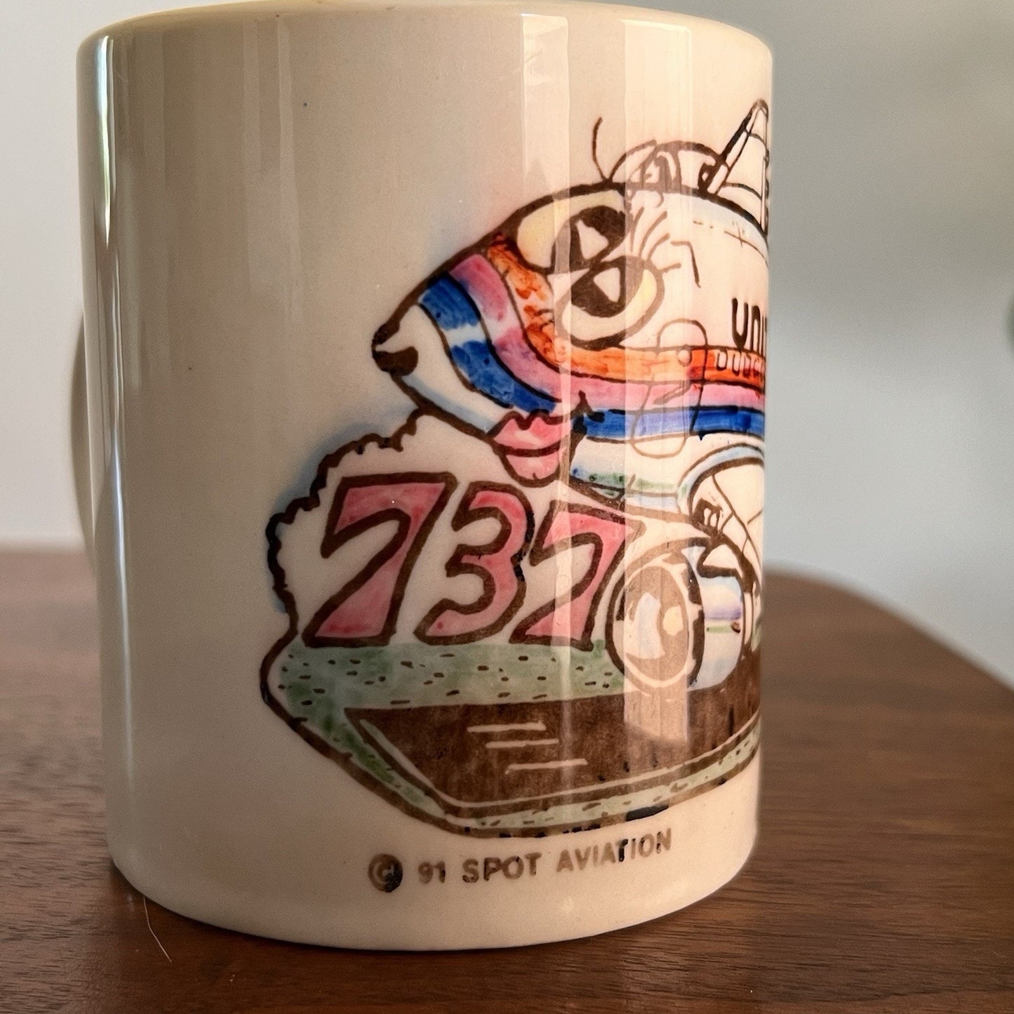 Vintage Spot Aviation United Airlines 737 Coffee Mug Retro Collectible