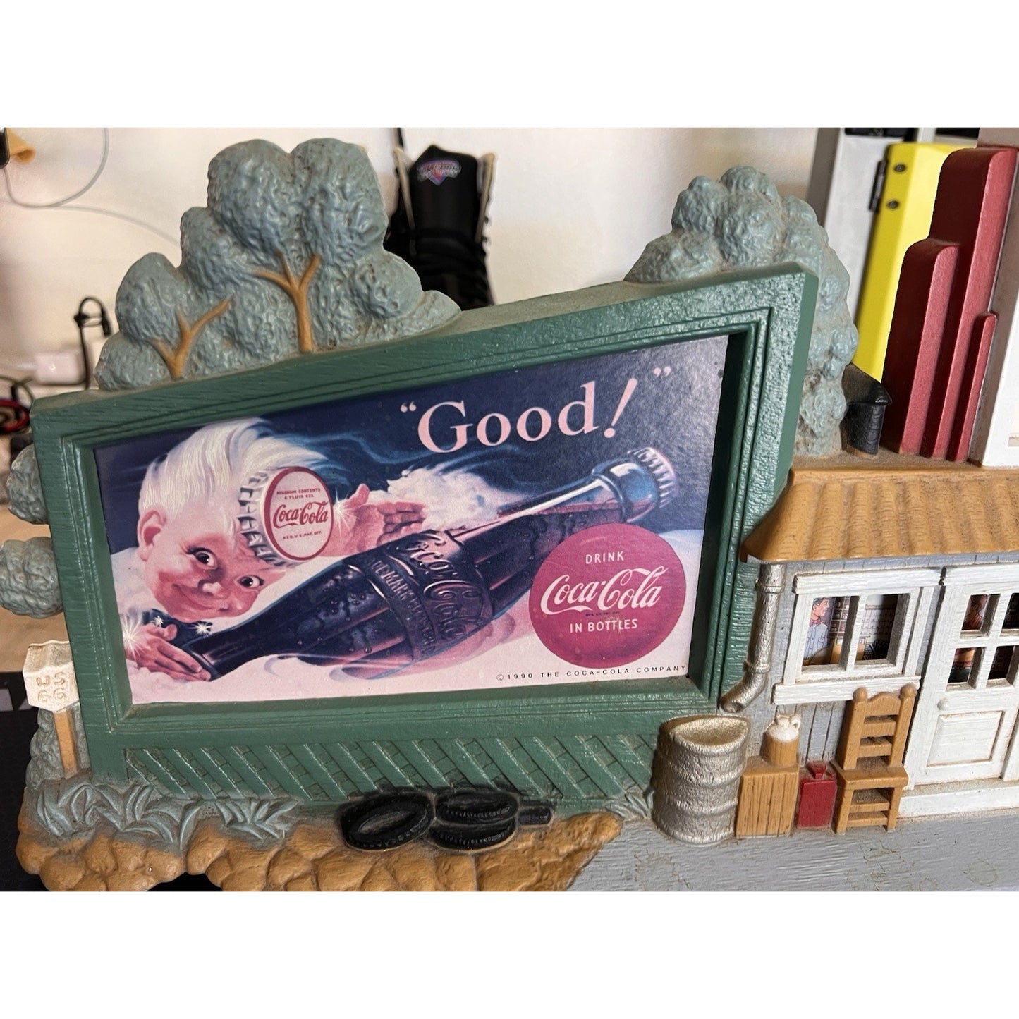 COKE 1990 Coca Cola 3D Plastic Billboard & Service Gas Station WALL CLOCK