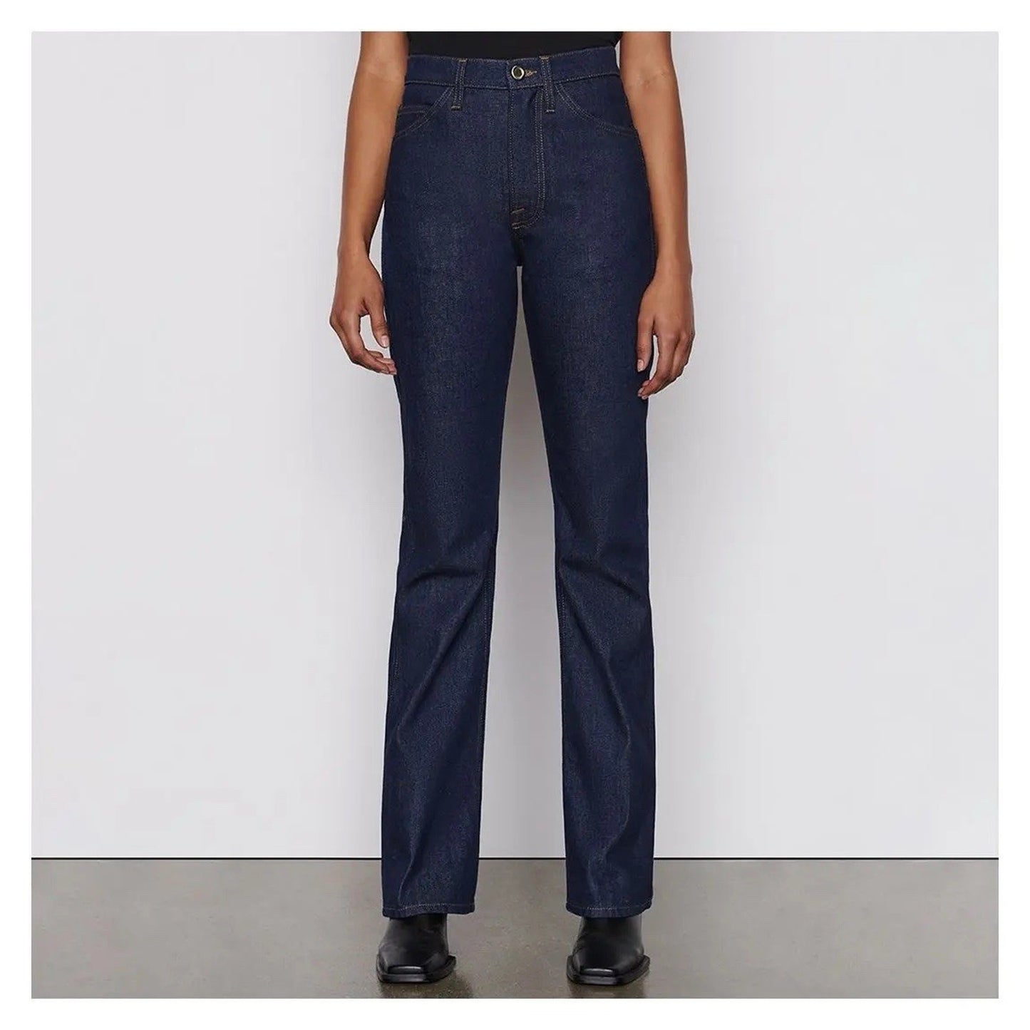 NWT $348 Frame Le Italien Flare Rigid Denim Jean 30 Dark Rinse 100% Cotton Tall