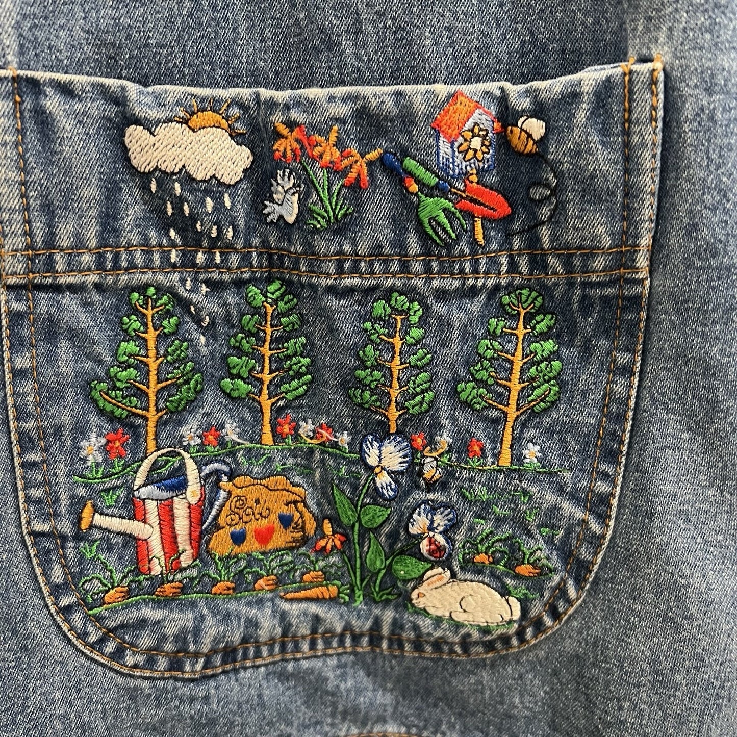 Vintage Casey Coleman Shacket (L) Jean Denim Embroidered Four Seasons Kitsch