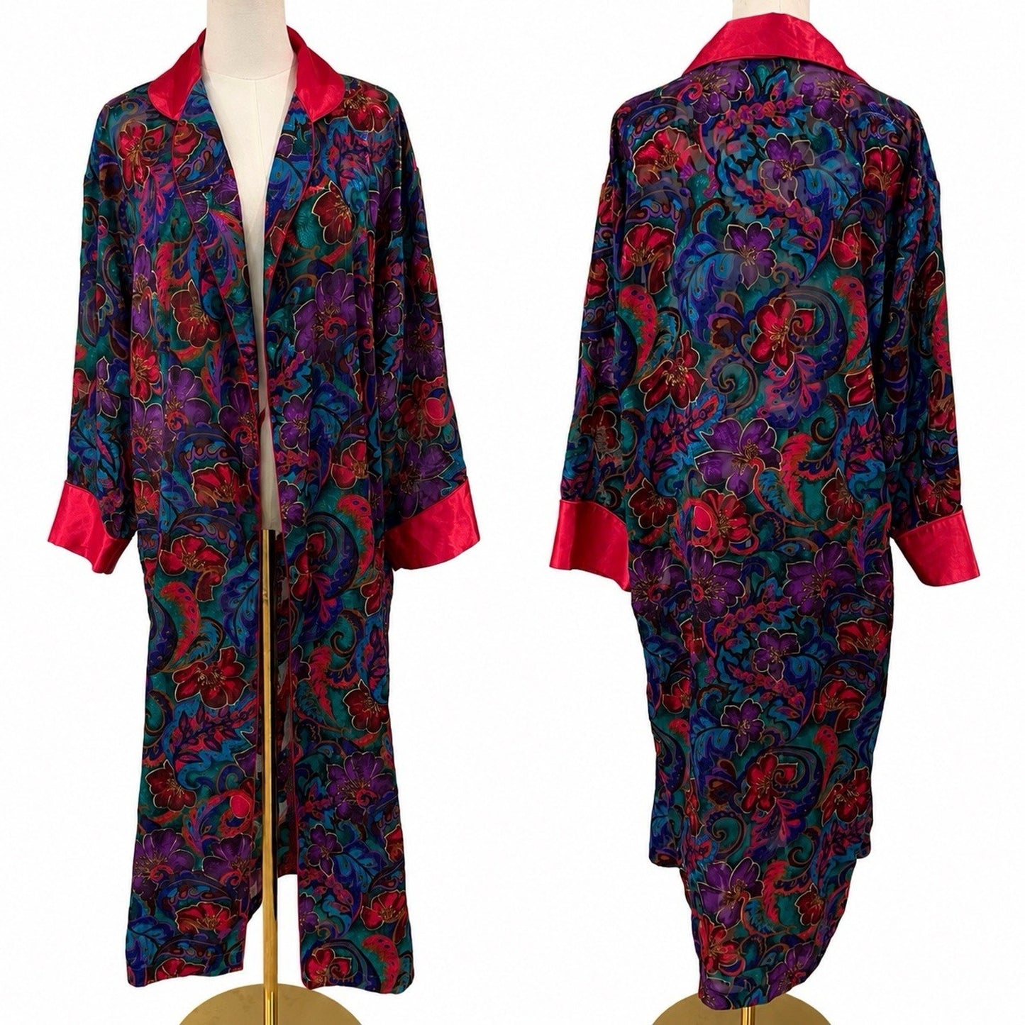 Vintage Gold Label Victoria’s Secret (S) Kimono Robe Long Dressing Gown Boudoir