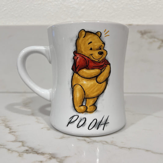Vintage Winnie The Pooh Mug Disney Store Sketch Drawing 4.5” Retro