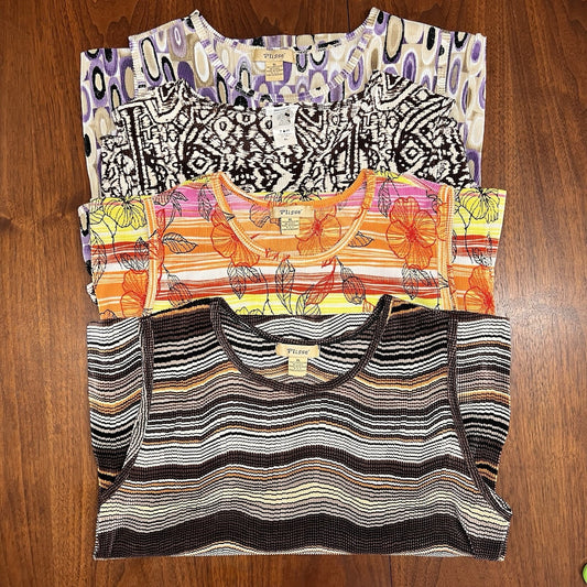 Vintage Lot Of 4 Plissé & Nicola Pleats Crinkle XL Sleeveless Tops Y2K Unique