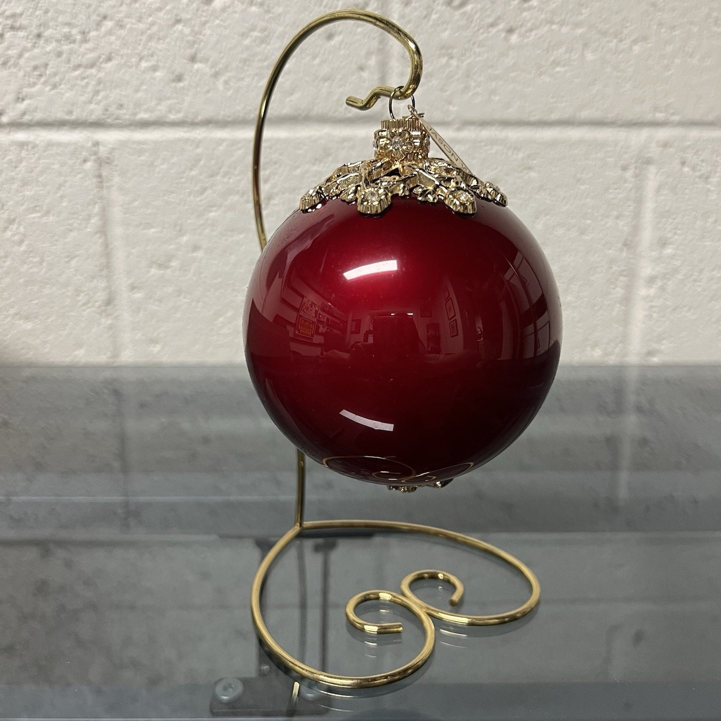 Jason Wu 3 Glass Christmas Ornaments Luxury Designer Red Black White Gold Lace