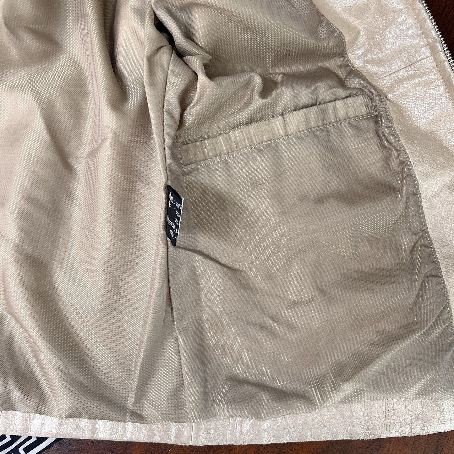 Adler Collection Women (M) Metallic Beige Leather Jacket 90s Y2K Vintage Classic